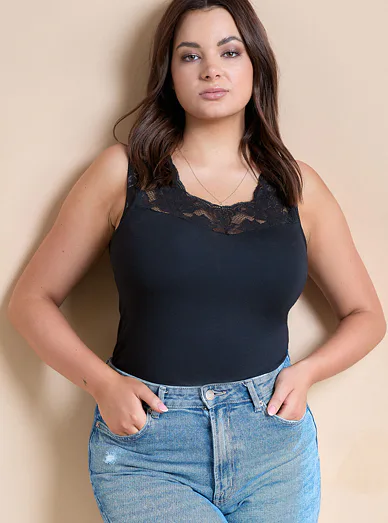Con-ta dámské modalové tílko s krajkou černé - Černá
