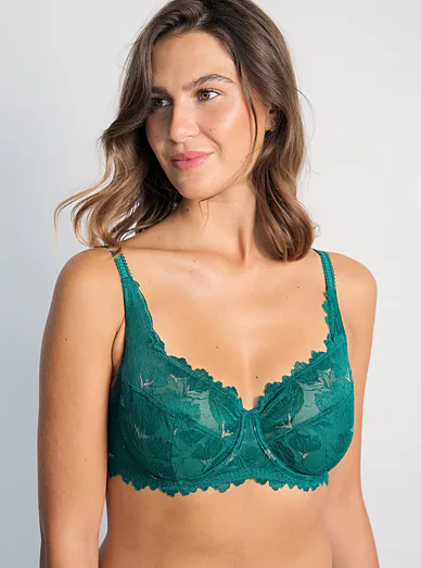 Dorina Hattie zelená podprsenka krajková s kosticí - zelená