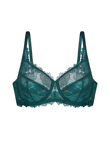 Dorina Hattie zelená podprsenka krajková s kosticí - zelená