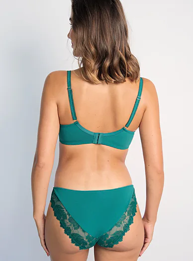 Dorina Hattie zelená podprsenka krajková s kosticí - zelená