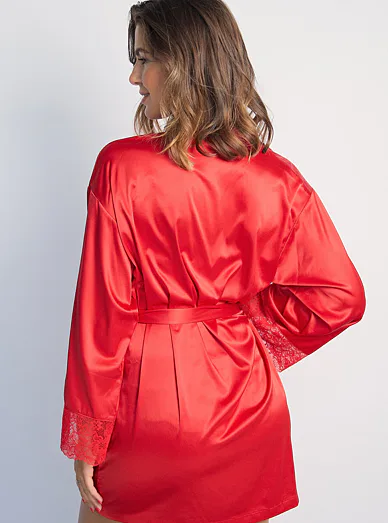 Dorina Alexa saténový župan červený - červená