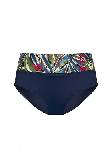 Dorina Kofar Mata plavkové kalhotky s vysokým pasem s letním vzorem - modrá