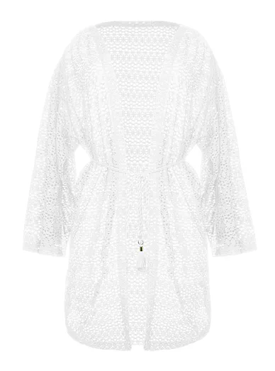 Dorina Baule háčkovaná plážová tunika bílá - bílá
