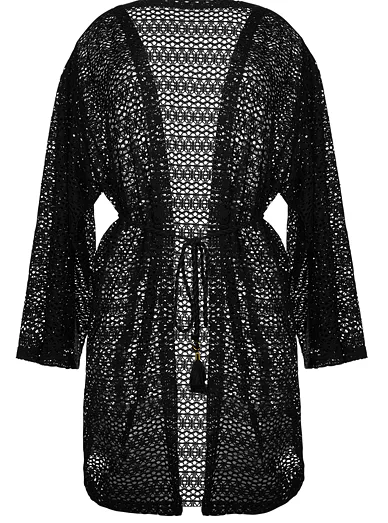 Dorina Baule háčkovaná plážová tunika černá - černá