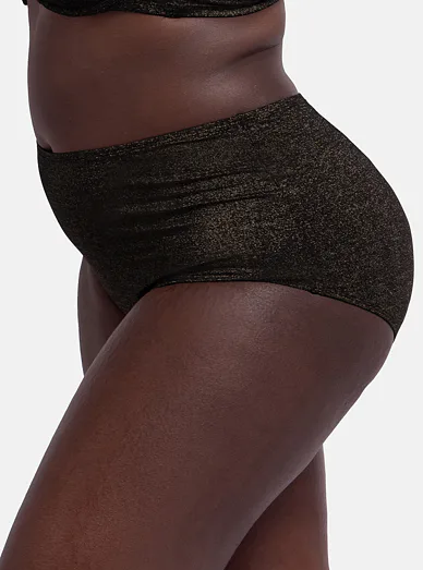 Dorina Kyra třpytivé kalhotky s vysokým pasem černé - černá