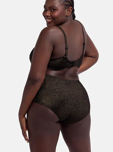 Dorina Kyra třpytivé kalhotky s vysokým pasem černé - černá