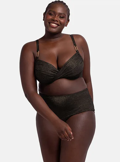 Dorina Kyra třpytivá plavková podprsenka s kosticí černá - černá