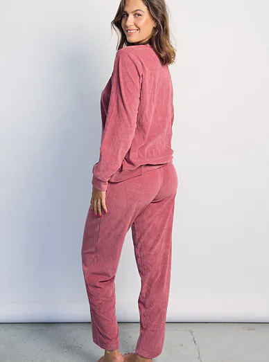 ADMAS Bavlněné dámské pyžamo malinové - malinová