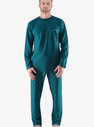 Gina pánské dlouhé pyžamo - petrolejová,aqua