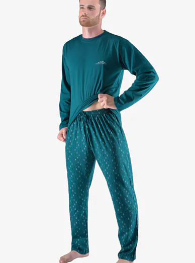 Gina pánské dlouhé pyžamo - petrolejová,aqua