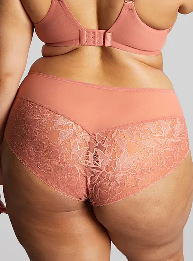Panache krajkové kalhotky s vysokým pasem růžové - starorůžová