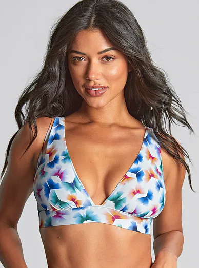 Panache Kara plavková podprsenka bez kostic - motýl na bílé