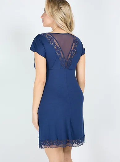 ELDAR Tracy noční košile s krajkou modrá - modrá