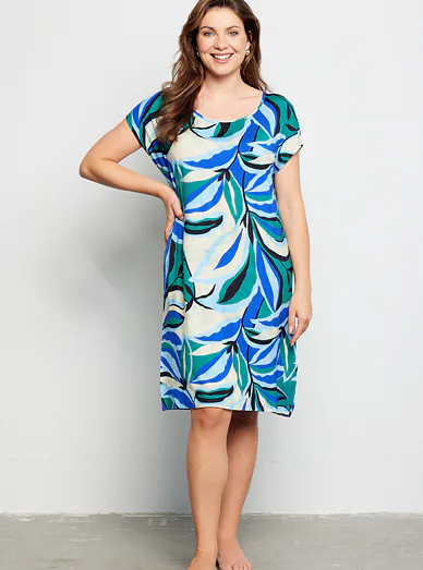Linclalor letní šaty s tropickým vzorem - modrá