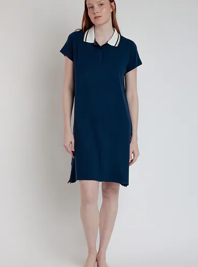 ADMAS šaty s límečkem modré - tmavě modrá