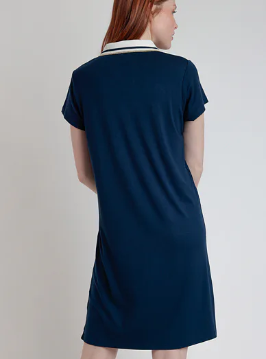ADMAS šaty s límečkem modré - tmavě modrá