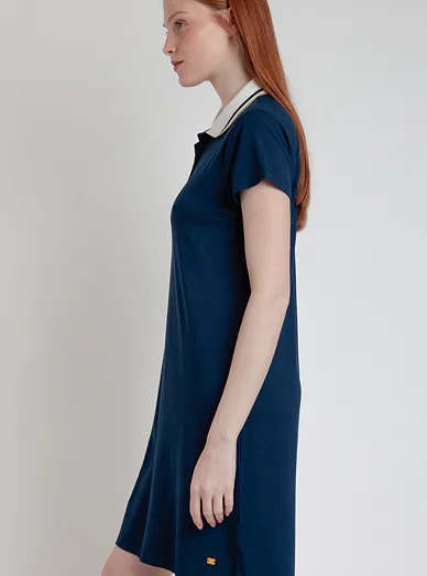 ADMAS šaty s límečkem modré - tmavě modrá
