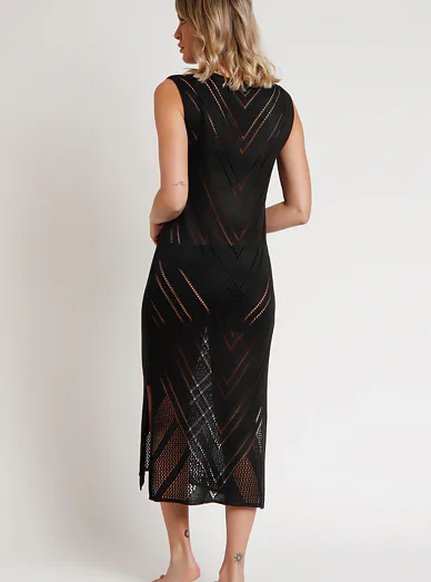 ADMAS dámské dlouhé šaty z bavlny černé - černá