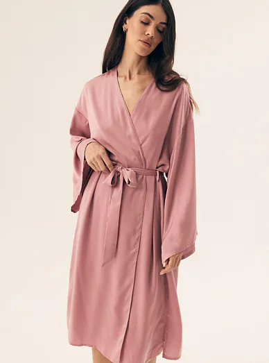 Esotiq Rhone saténový župan růžový - růžová