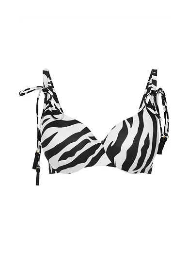 Esotiq Zibraz vyztužená plavková podprsenka se zebrovaným vzorem - smetanová