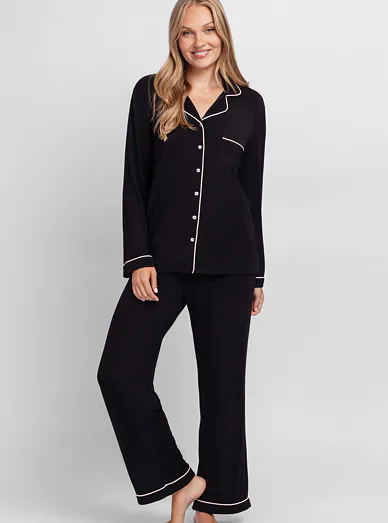Dorina dámské dlouhé pyžamo černé - černá