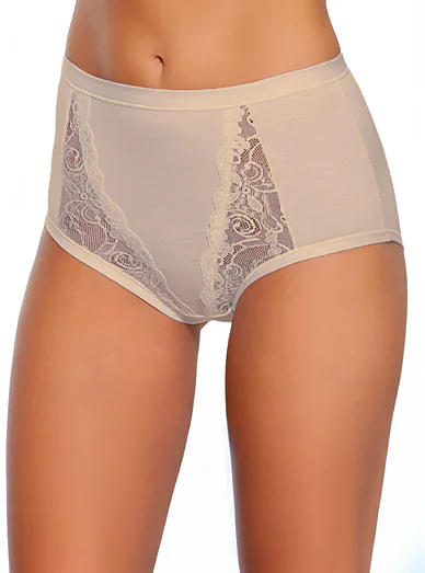 Jadea Donna bavlněné kalhotky s vysokým pasem tělové - béžová