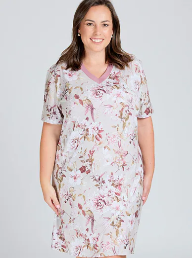 Lady Belty dámská noční košile s květinovým vzorem - potisk