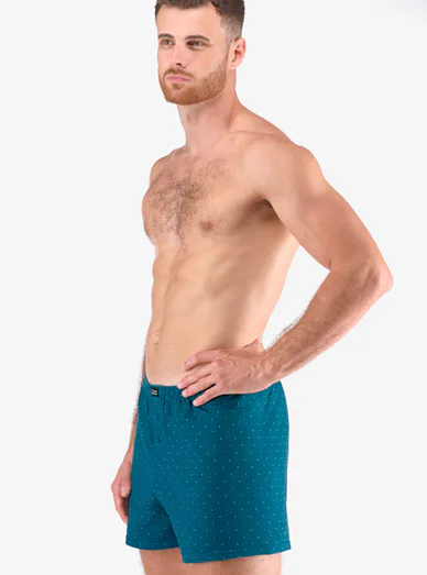 Gina pánské bavlněné trenýrky se vzorem - petrolejová,aqua