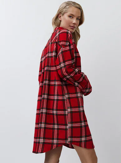 Aruelle dámská noční flanelová košile červená - červená