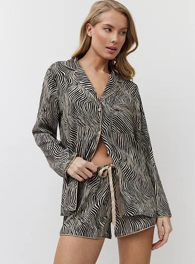 Aruelle dámské pyžamo zebří vzor, béžovo-hnědé - zebří vzor