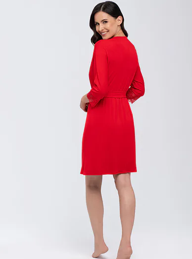 Babella dámský župan s krajkou červený - červená