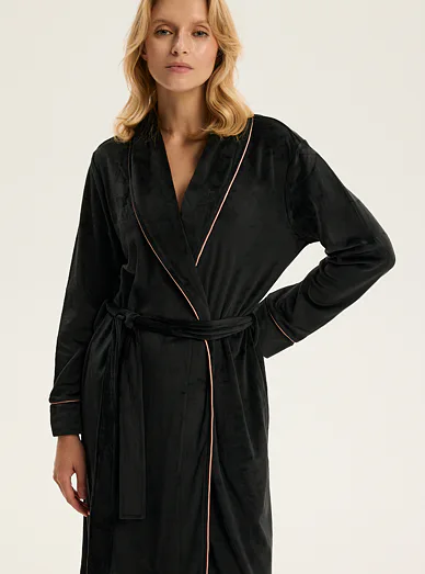 Esotiq dámský dlouhý župan černý - černá