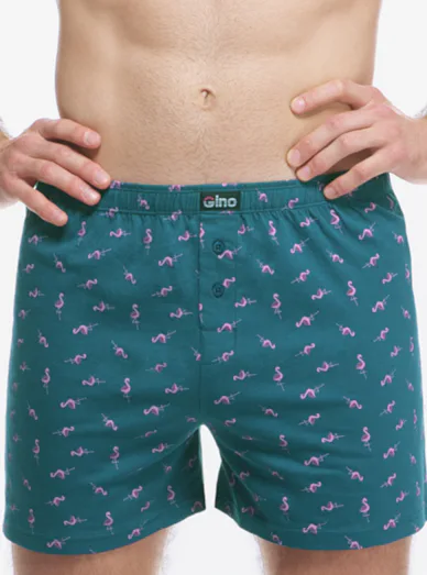 Gina pánské bavlněné trenýrky se vzorem - Petrolejová