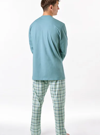 Gina pánské pyžamo dlouhé modré - modrá  