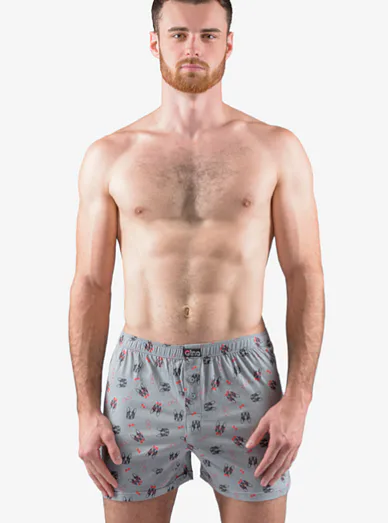 Gina pánské bavlněné trenýrky se vzorem - světle šedá