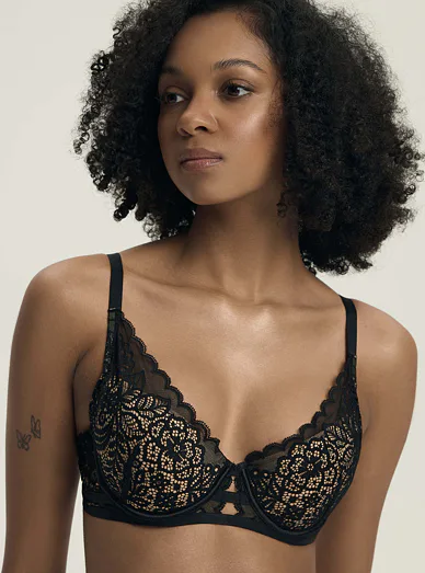 Esotiq krajková push-up podprsenka černá - černá