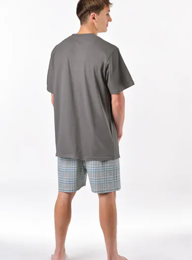 Gina pánské pyžamo krátké šedé - Šedá