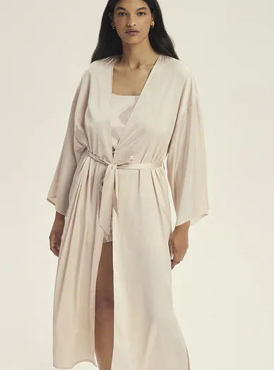 Esotiq dámský saténový župan béžový - béžová