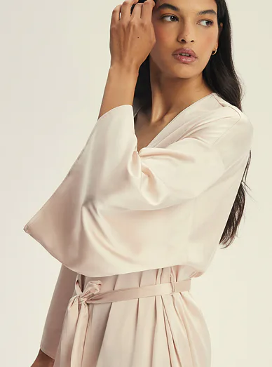 Esotiq dámský saténový župan béžový - béžová