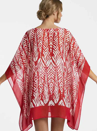 Deidad dámský plážový kaftan červený - Červeno-bílá