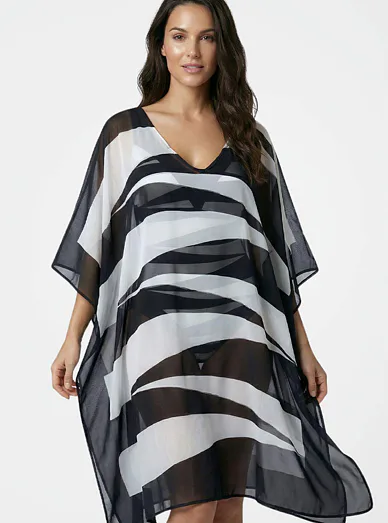 Deidad dámský plážový kaftan černý - Černo-bílá