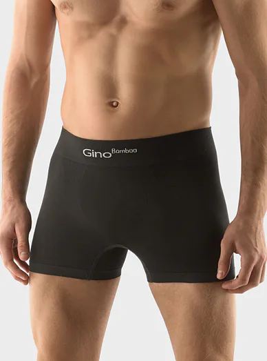 Gina pánské bambusové boxerky s delší nohavičkou černá - černá